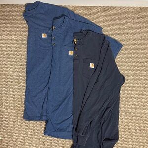 Carhartt Blue and Dark Blue Henley Shirts